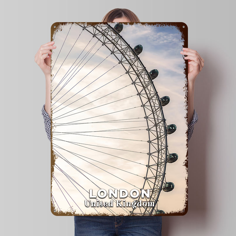 Men'S Accessories London - ロンドンアイイギリス印刷ポスターカスタマイズされたレトロな壁アートヴィンテージメタルサインルームホームデコレーションアクセサリーマンケーブ用