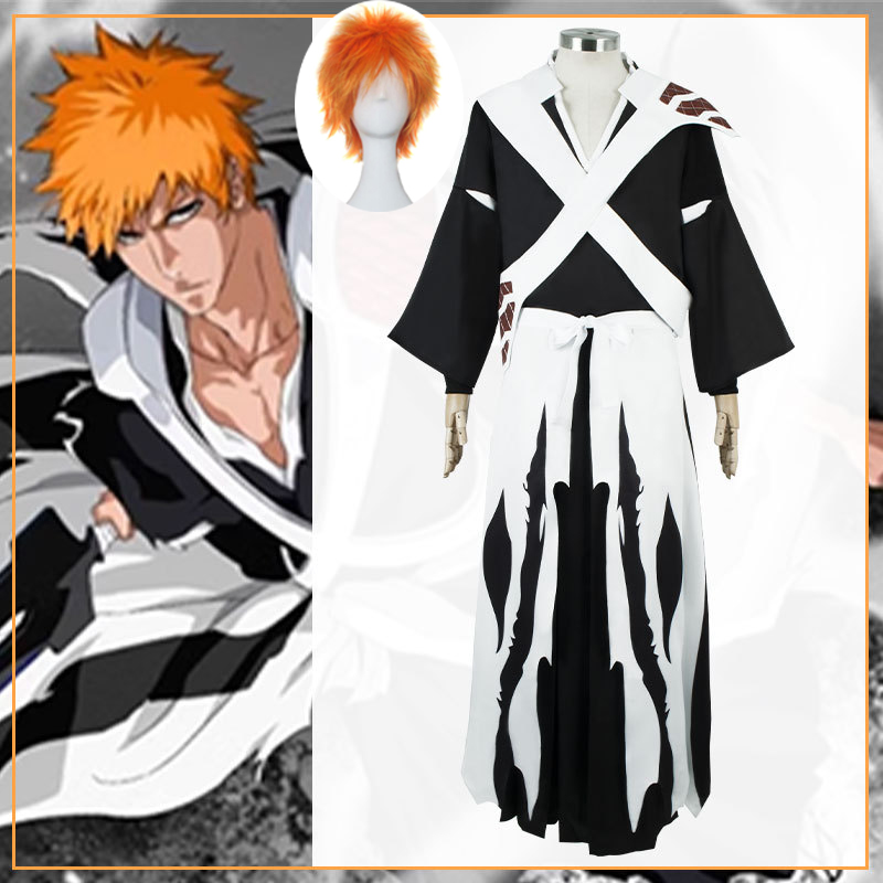 Men'S Kimono Accessories - アニメ「BLEACH」黒崎一護のコスプレ用ウィッグ、千年血戦記の死神衣装セット、ムゲツ、ハロウィーン用ユニフォーム。