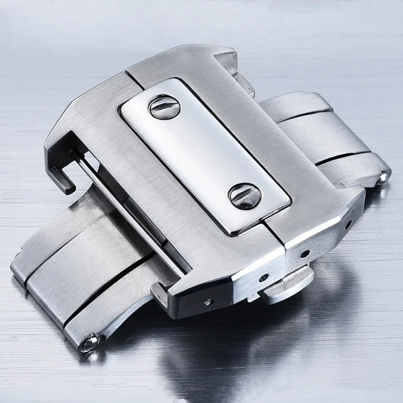 Men'S Accessories Cartier - 抗アレルギー男性女性用ソリッドステンレス鋼ダブルプレスバタフライバックルカルティエサントス用折りたたみクラスプ時計アクセサリー