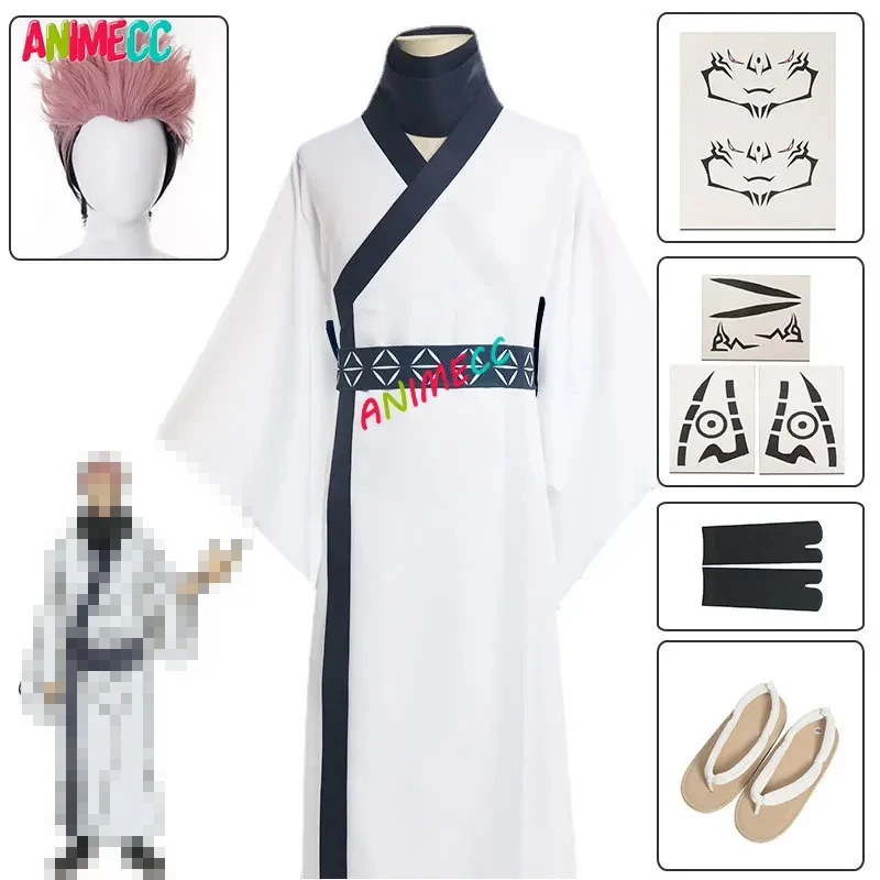 Men'S Kimono Accessories - Arcecc-男性と女性のための日本の着物コスプレコスチューム、腹部のSukuna、かつらのタトゥー、豪華なスーツ、ハロウィーンの衣装、カーニバルのユニフォーム、在庫あり、S-2XL