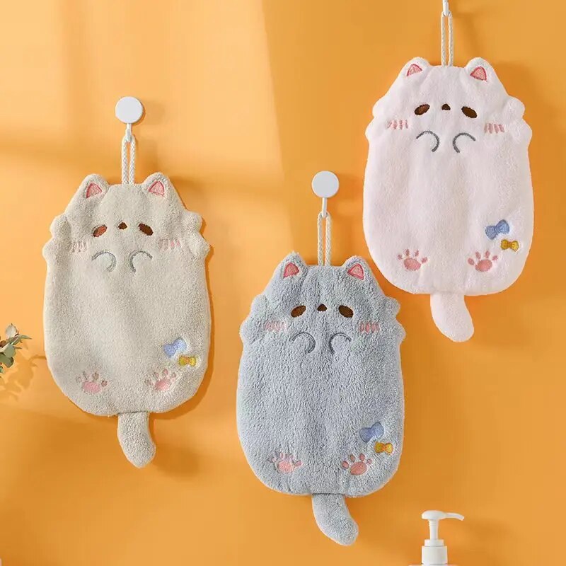 Men'S Accessories Types - 卸売かわいい漫画タヌキ吊りタオルサンゴベルベットの髪は厚い布キッチン浴室吸収性タオルを失いません