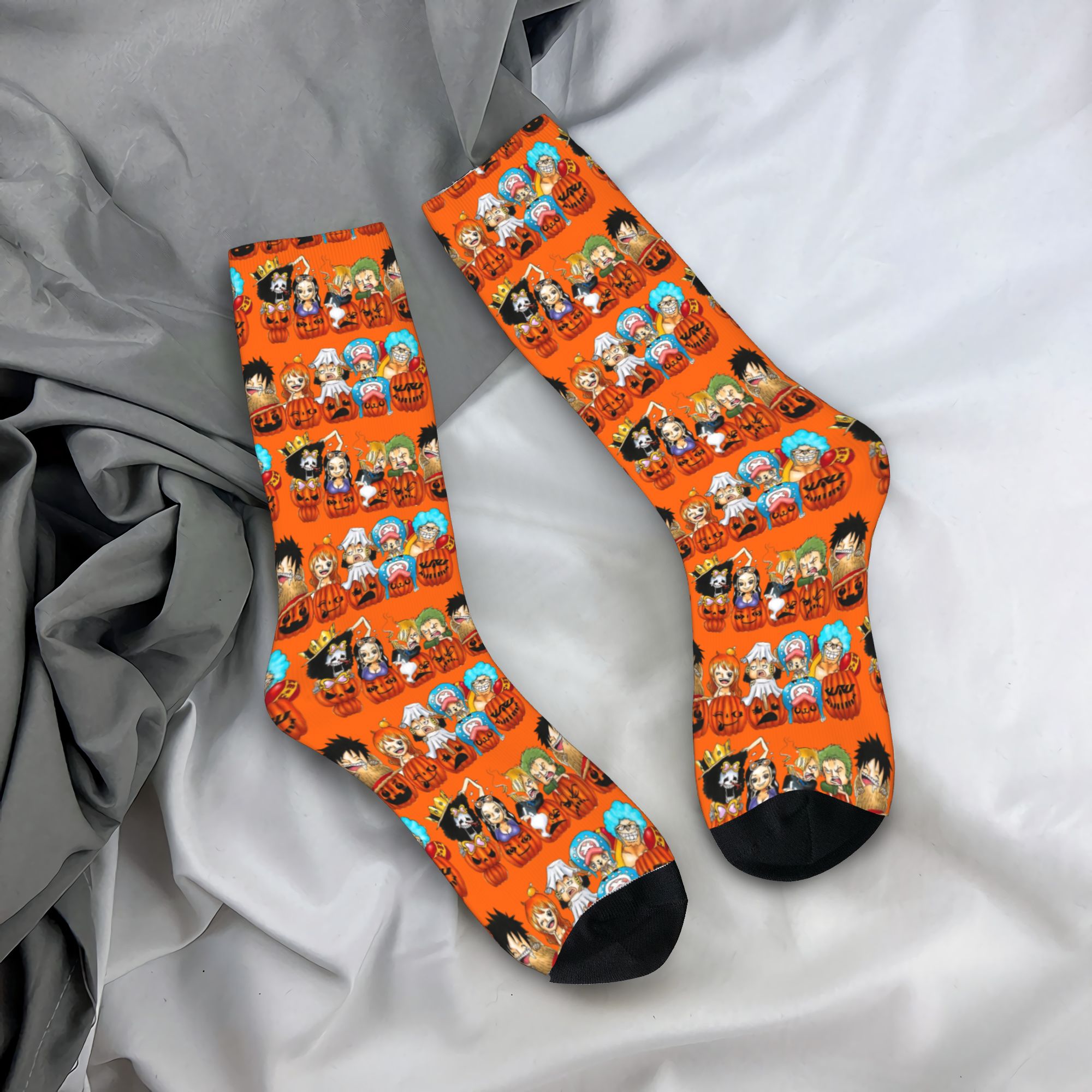 Men Accessories All - ワンピース ハロウィン ルフィ かぼちゃ柄 ソックス レディース