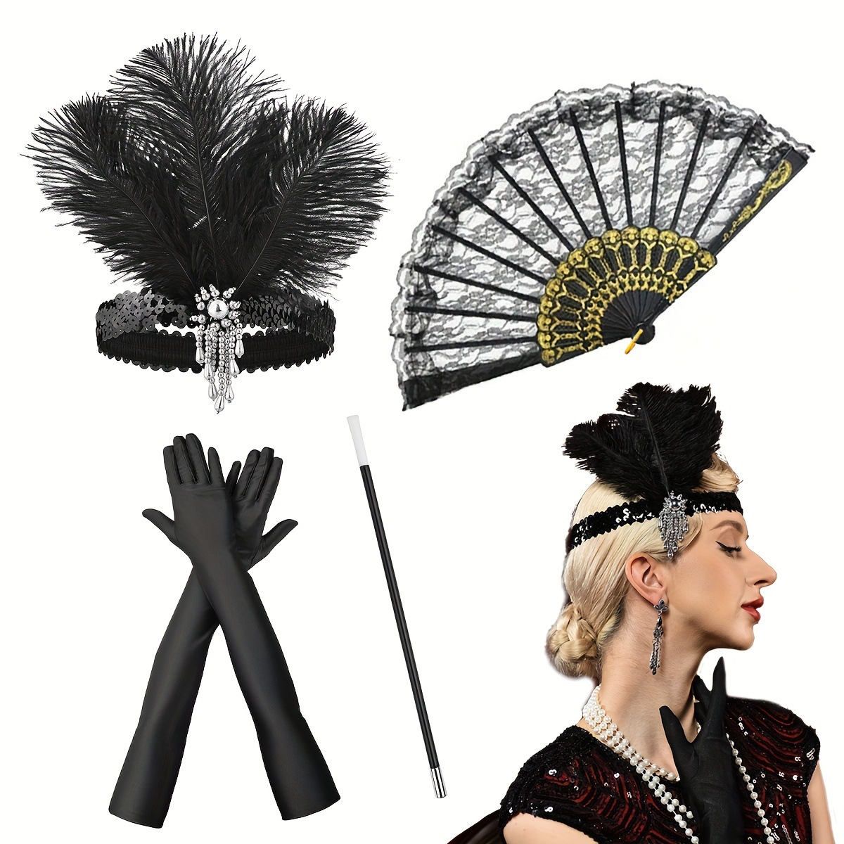 Men'S Accessories In The 1920S - 子供用メンズ1920年代レトロ衣装セットマスクウェディングパーティーデコレーションギャツビースタイルジャズエイジアクセサリーLP379