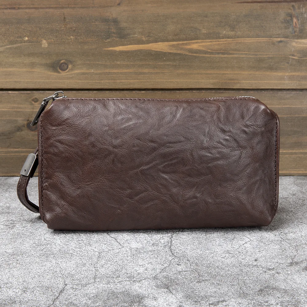 メンズ牛革クラッチ財布バッグメンズビジネスクラッチ財布電話ポ - Travel Organizer Men のレビューと価格