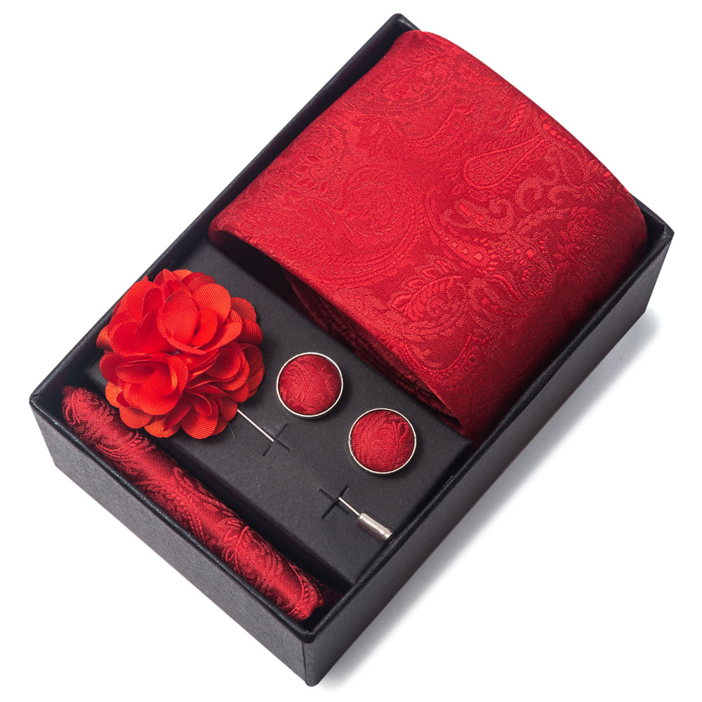 卸売ギフトボックスファッション 8 センチメートル赤ペイズリ - Neck Tie Set Box のレビューと価格