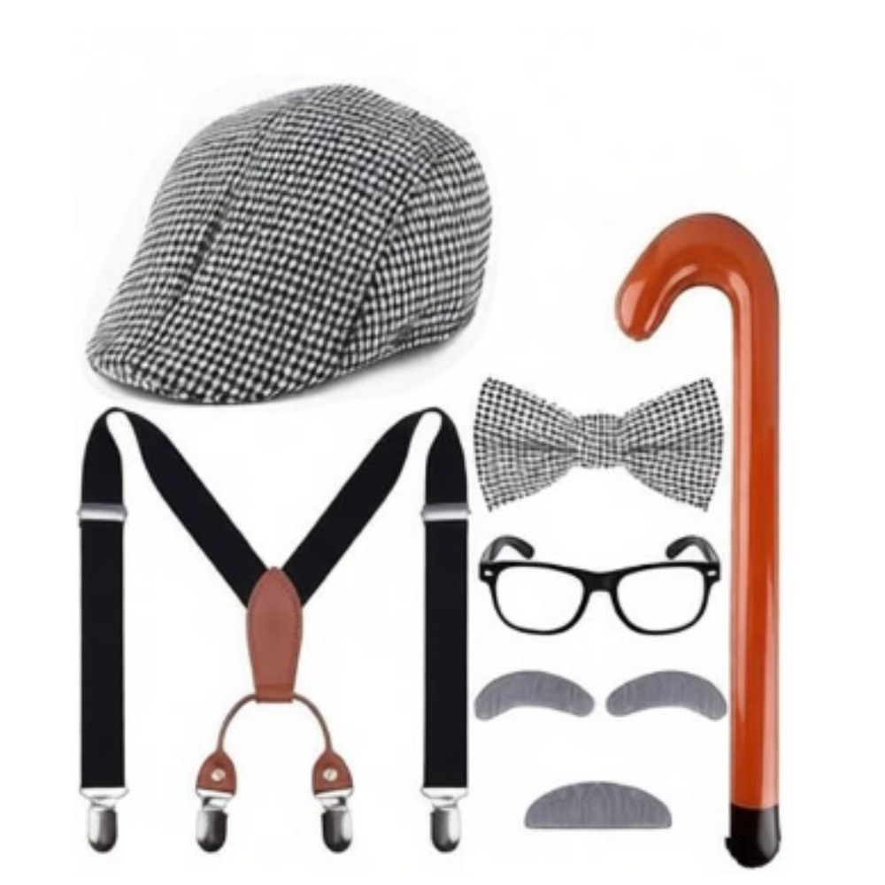 100日目の学校生活コスチューム老人コスチューム帽子ストラッ - Men'S Accessories In The 1920S のレビューと価格