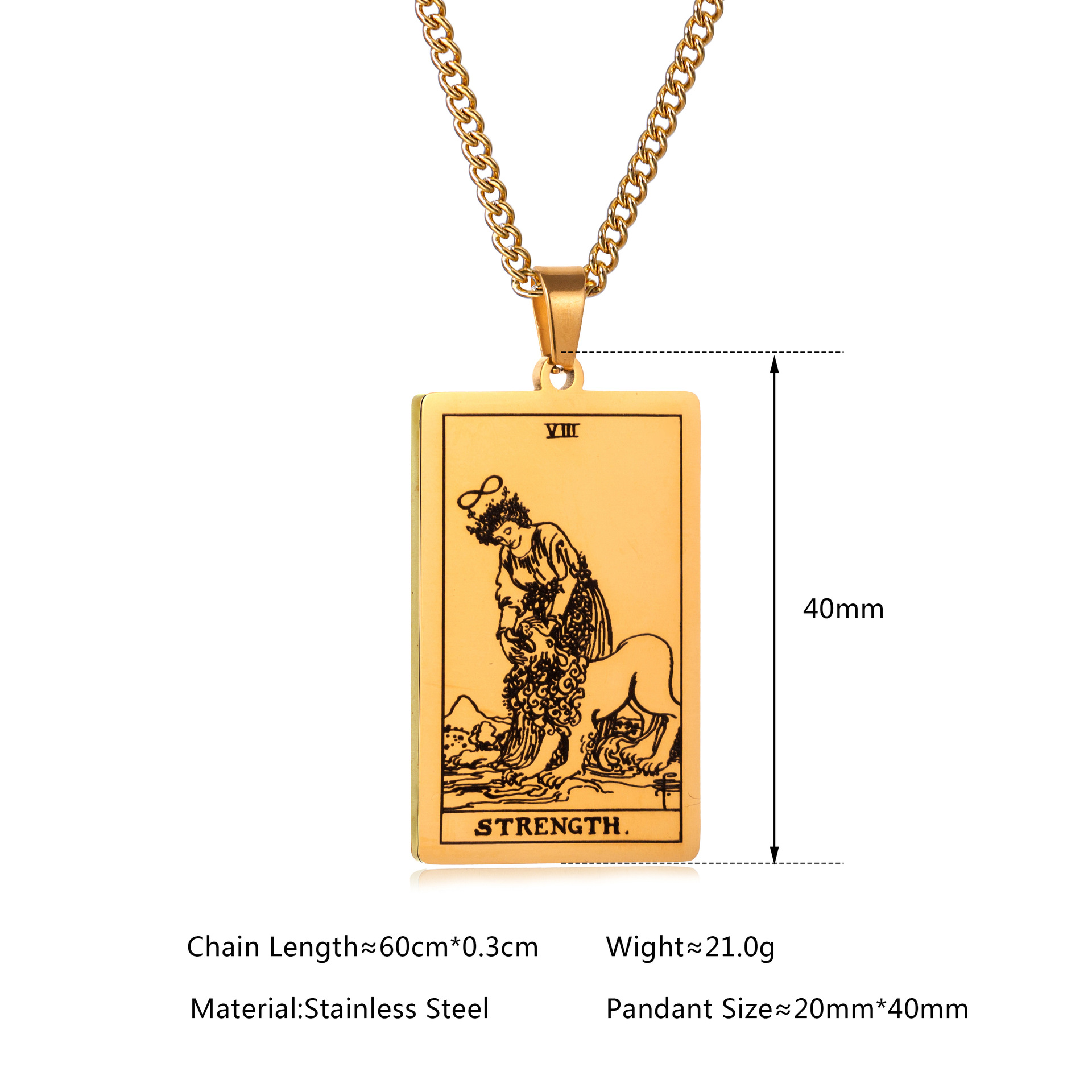 チェーンネックレスステンレス鋼 22 タロットカードネックレ - Men Accessories Neck Chain のレビューと価格