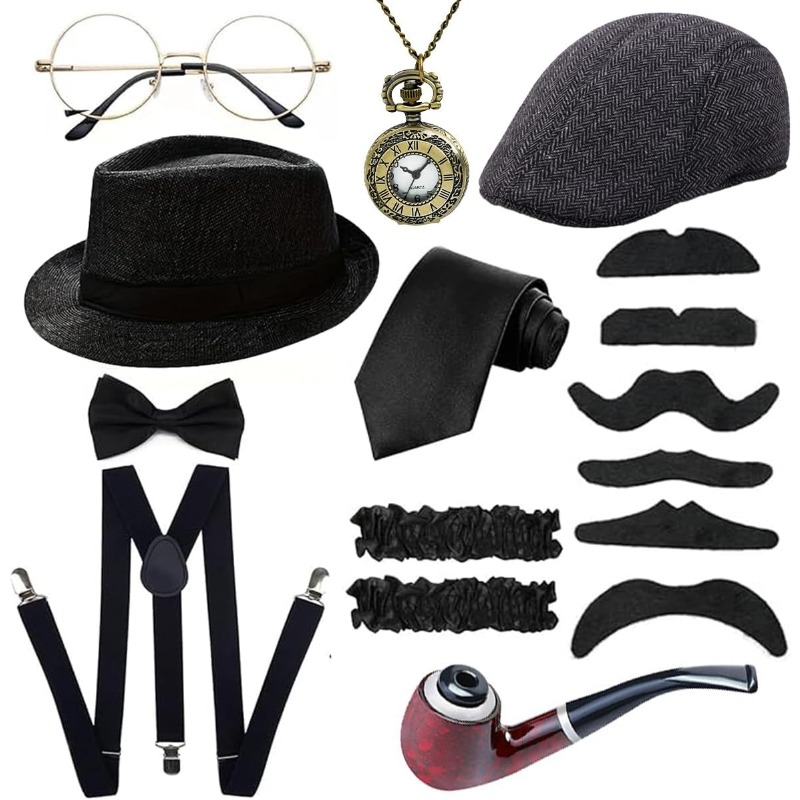 1920年代メンズコスチュームアクセサリーセットギャングスタ - Men'S Accessories In The 1920S のレビューと価格