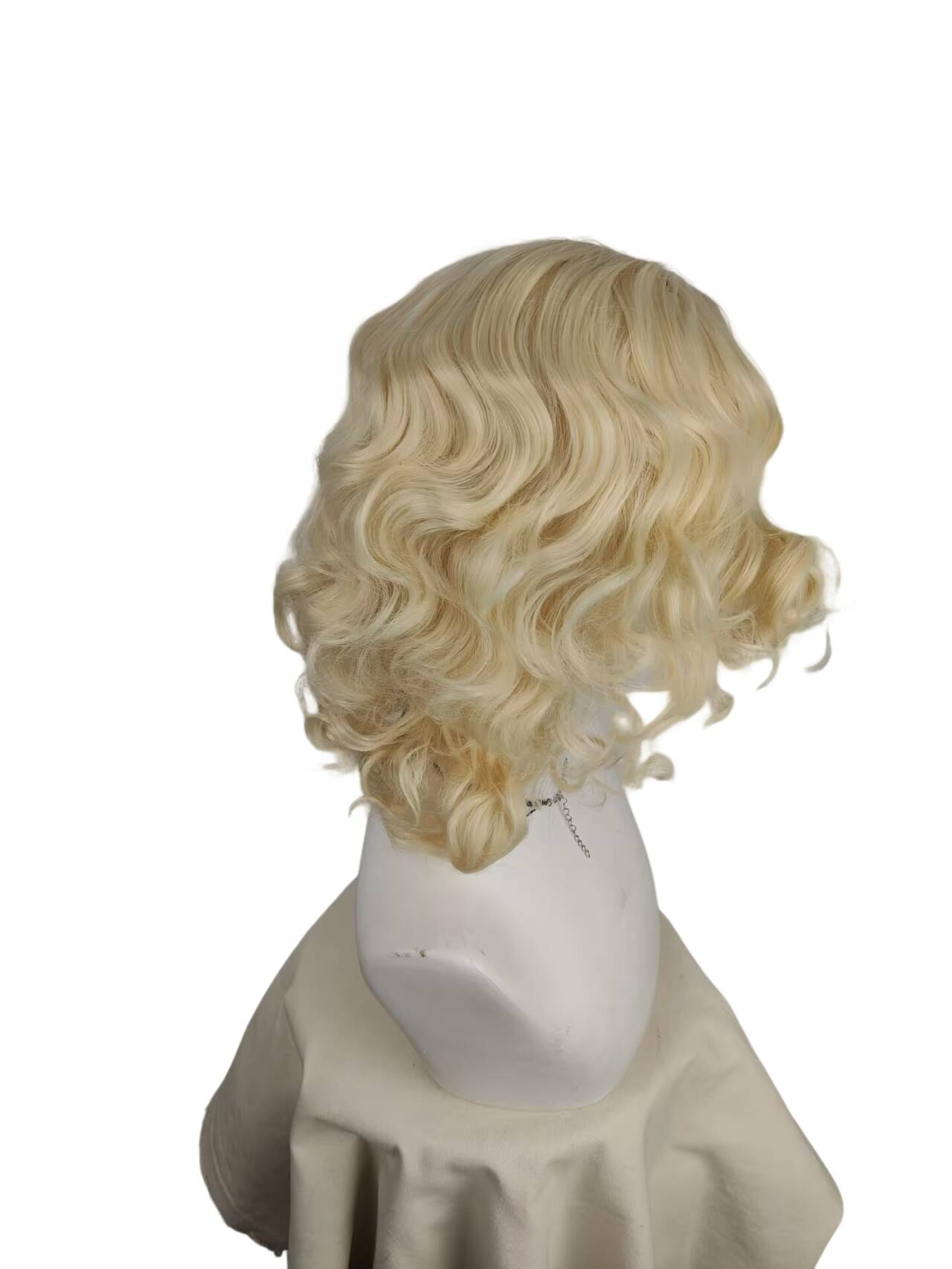 ショートプラチナブロンドカーリーウィッグ合成エレガントなヘア - Men'S Accessories In The 1920S のレビューと価格
